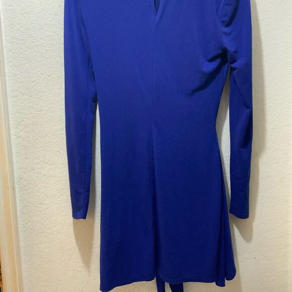 Rachel Zoe Enya Blue Sarong Long Sleeve Mini Dress Size 4 - Picture 6 of 9